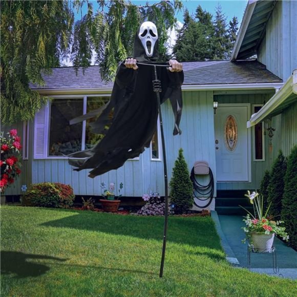 Scream Scarecrow Screaming Ghost Halloween Scary Ghost of Death  (Black) - Picture 1 of 6